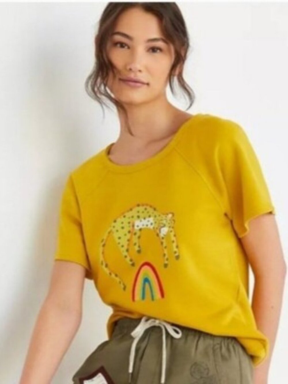 Anthropologie Jarmel by Jarmel Graphic Sweatshirt | Mustard Yellow